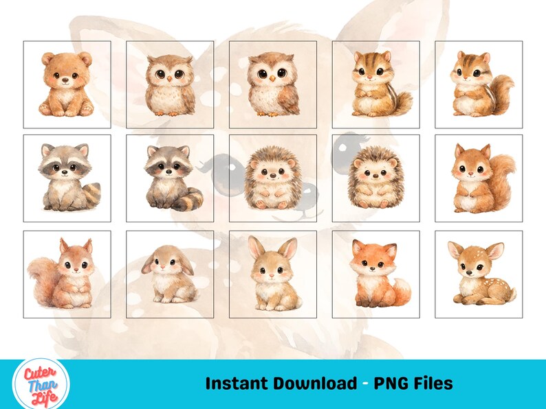 Woodland Animals Clipart, Watercolor Woodlands Clipart, Fox Bear Deer ...