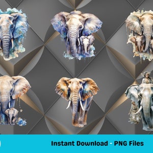 x20 Elephant Clipart, PNG Clipart Pack, Transparent Background, Nursery Art | Card Making, Clip Art, Elephant Print, Digital Paper Craft