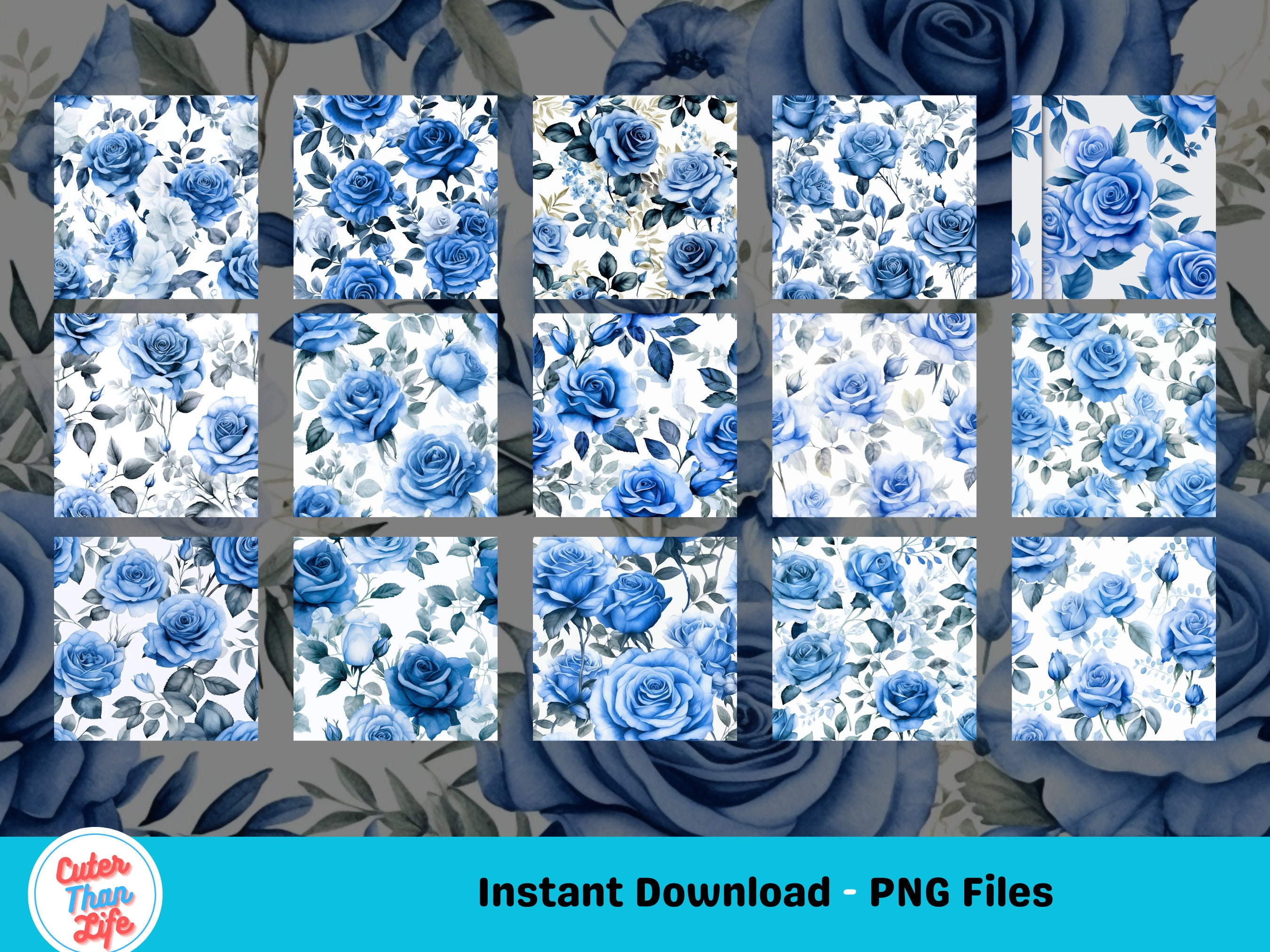 Blur Roses Pattern X40 Watercolor Blue Roses Seamless Patterns | Blue Rose PNG, Blue Rose ...