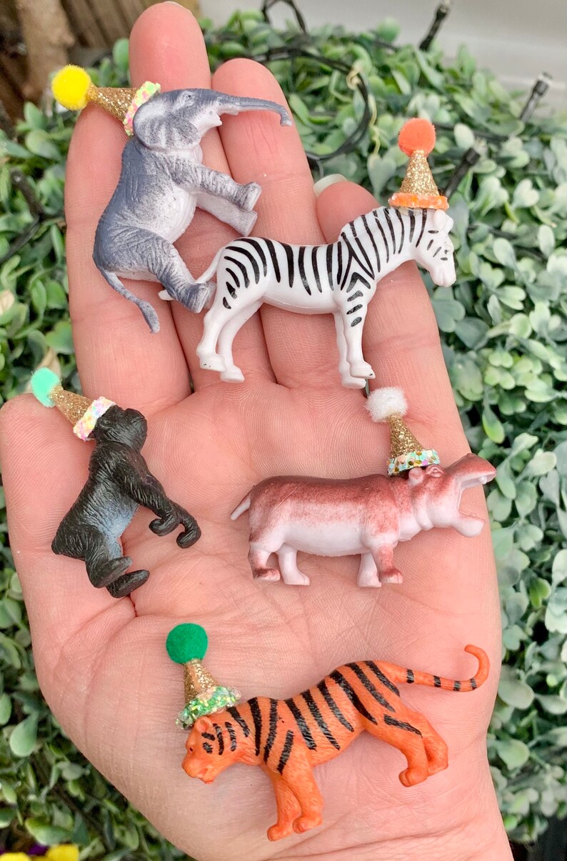 Wild One/ Safari/ Animal Cake Toppers. Party Hat Animals. Etsy