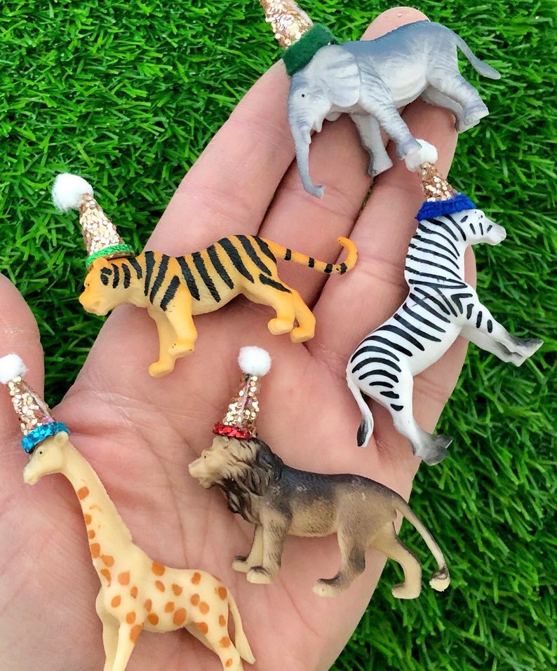 Wild One/ Safari/ Animal Cake Toppers. Party Hat Animals. Etsy UK