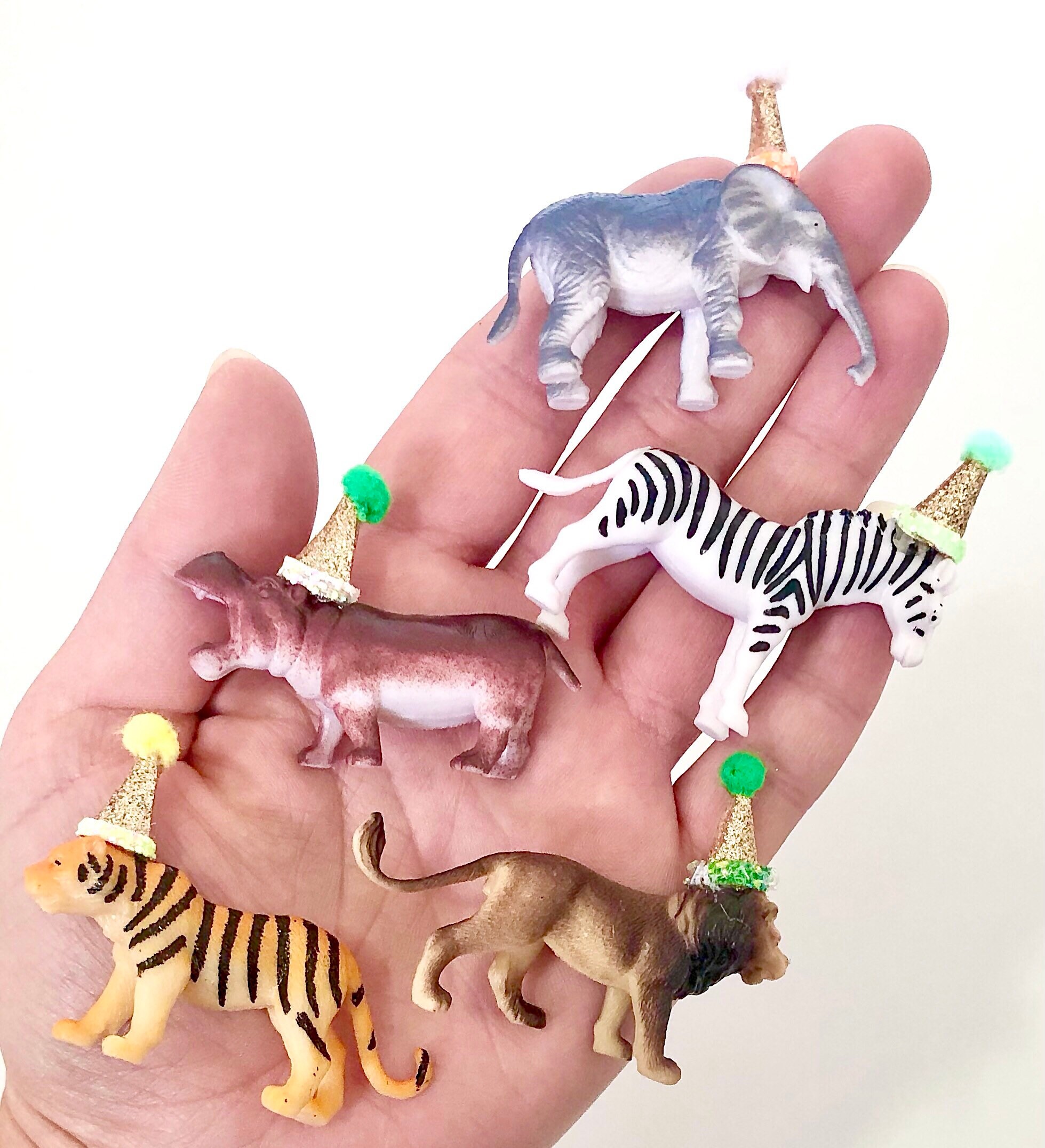 Wild one/ safari/ animal cake toppers. Party hat animals. Etsy