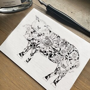 Schapenkaart, wenskaart, blanco kaart, bedankkaart, gevouwen notitiekaart, pen en inktkaart, elk gelegenheidscadeau voor dierenliefhebber