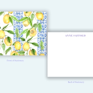 Papeterie personnalisée, cartes de correspondance au citron, personnalisées, monogramme, personnalisé, aquarelle, cadeau pour elle