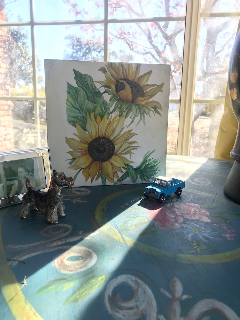 sunflower gift sunflower decor,modern farmhouse floral art floral art print sunflower shelf sitter sunflowers watercolor gardening