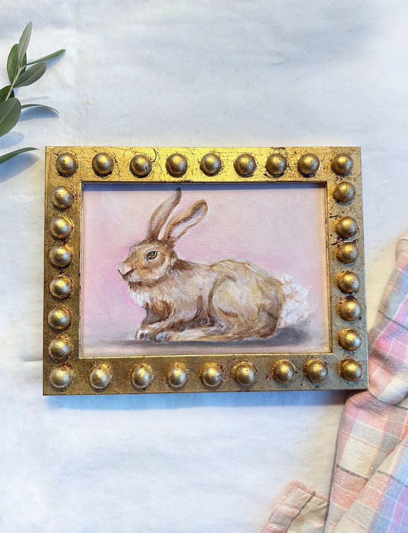 Bunny Rabbit print, Bunny oil painting print, Rabbit oil painting giclee print, home decor, spring wall art, modern farmhouse, frenchvintage image 6