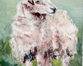 Sheep print,  wooly sheep oil painting print, Ewe oil painting giclee print, modern farmhouse style, home decor, spring wall decor,