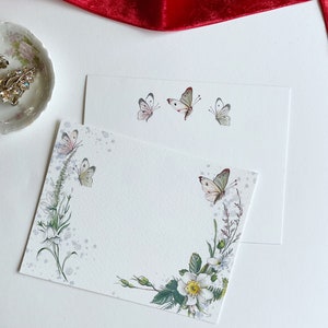 Papelaria personalizada, papelaria floral bonita, presente personalizado para ela, arte floral botânica vintage, cartões de nota planos