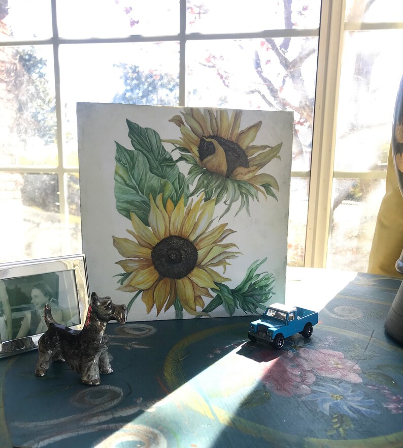 sunflower gift sunflower decor,modern farmhouse floral art floral art print sunflower shelf sitter sunflowers watercolor gardening