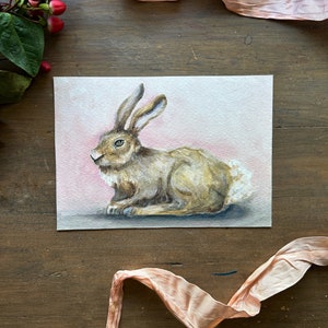 Bunny Rabbit print, Bunny oil painting print, Rabbit oil painting giclee print, home decor, spring wall art, modern farmhouse, frenchvintage image 4