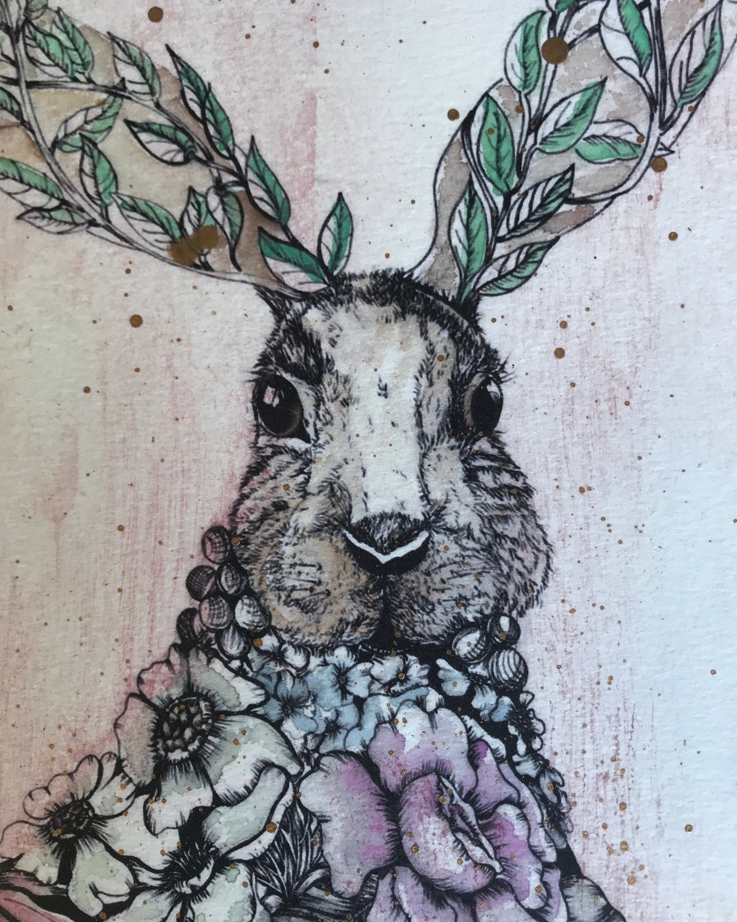 Rabbit Illustration Rabbit Print Floral Bunny Print Etsy