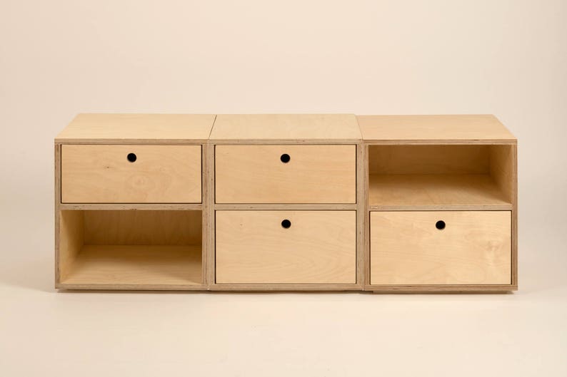 Modular Plywood Storage Cube with Two Drawers Etsy