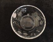 Vintage Stuart lead crystal acid cut Fuchsia small bowl trinket bonbon nut pin dish
