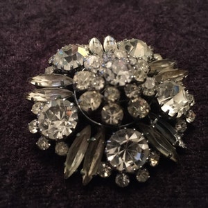 Vintage Silver tone Brooch with Faux Diamond
