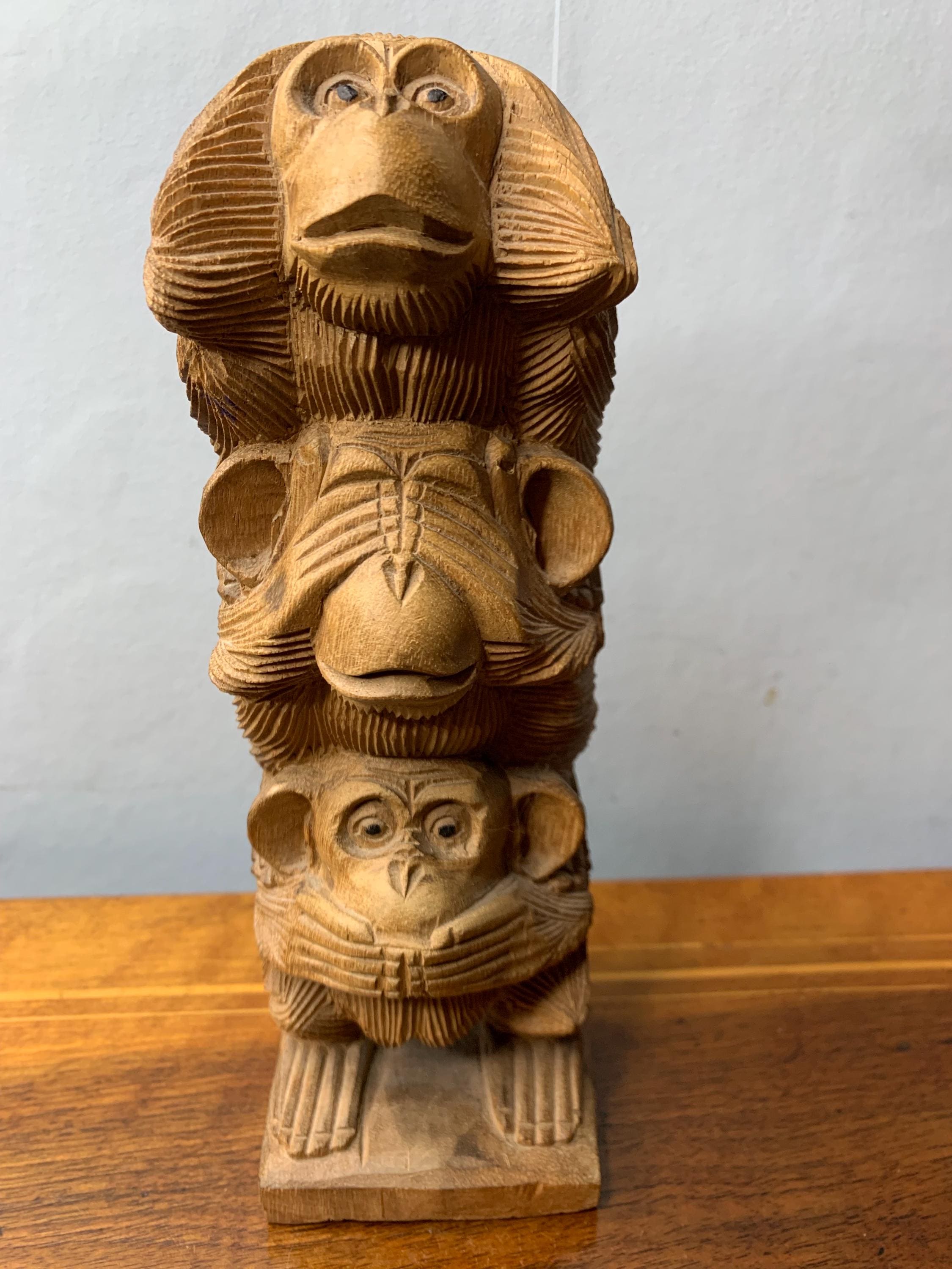 2025年秋冬新作 Vintage Handcarved Etsy - Monkeys Wise Three Wooden その他