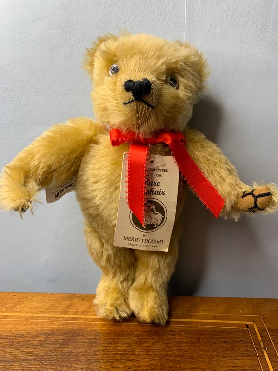 Merrythought Limited Edition Mowhair Classic Bear With Red Bow