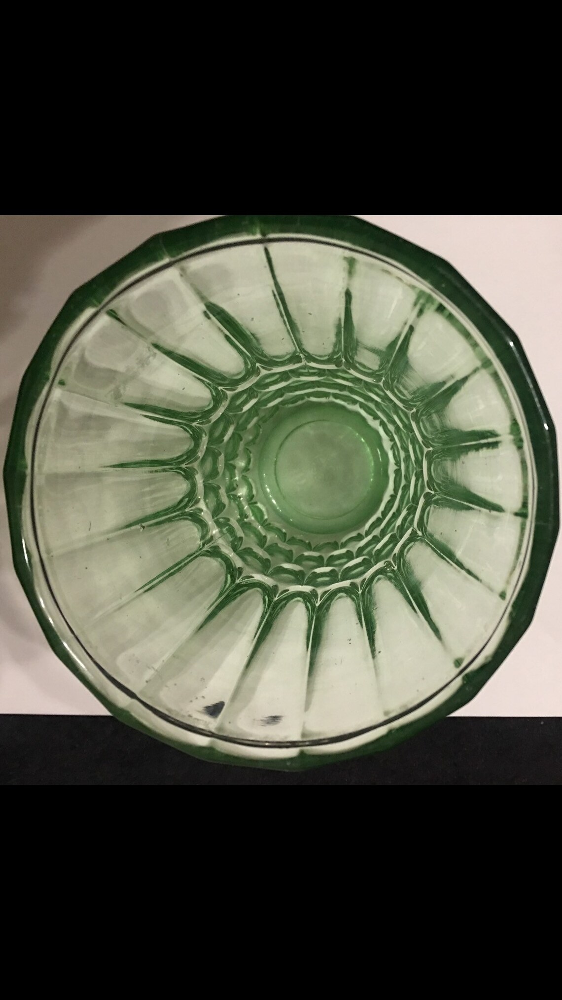 Vintage Green Uranium Glass Fluted Vase Etsy UK