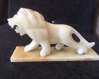 Vintage Large hand carved Onyx Lion