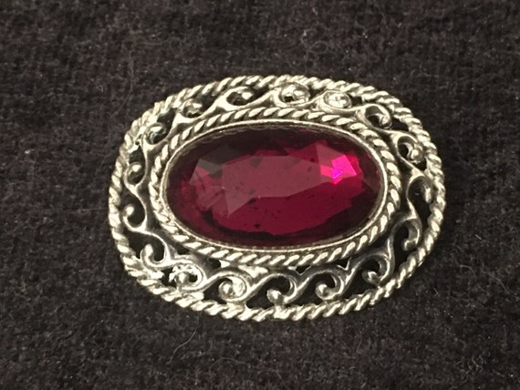 1970s Costume Jewellery Set of Silver-tone and Scarlet Red