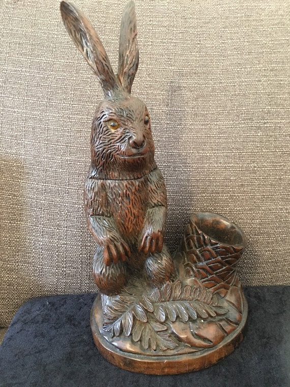 Very Very Rare Antique Black Forest Carved Wooden Rabbit | Etsy