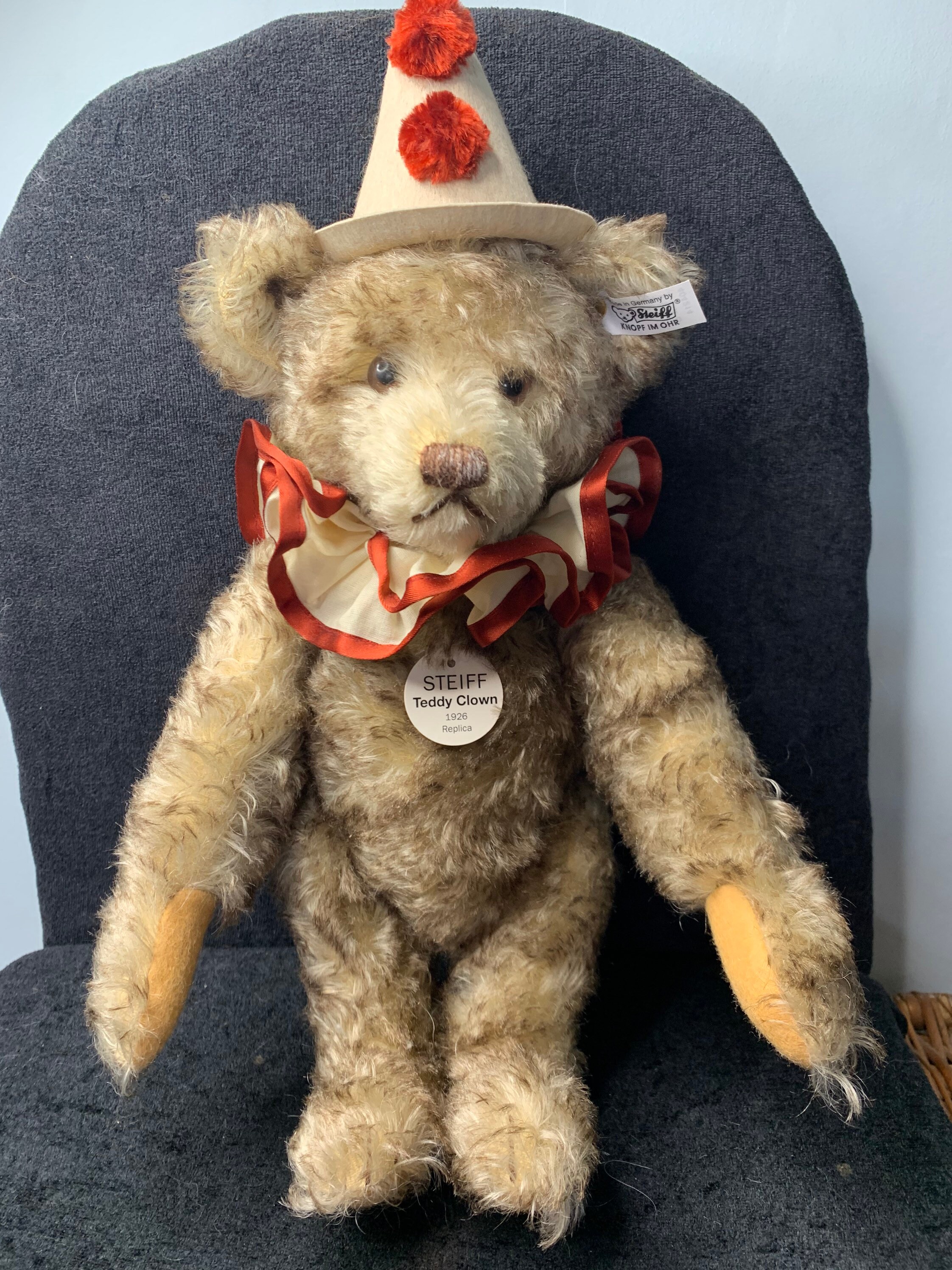 Vintage STEIFF 1926 Limited Edition Clown Mohair Teddy Bear 32cm