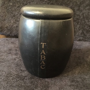 Vintage Tabac Tobacco Jar and lid made with real hide leather