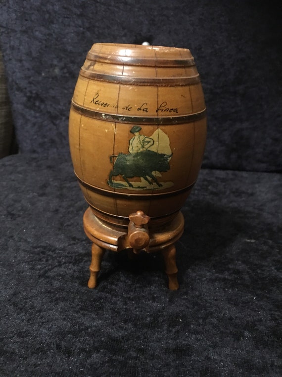 cigarette dispenser barrel Vintage Barrel on Stand Cigarette Dispenser