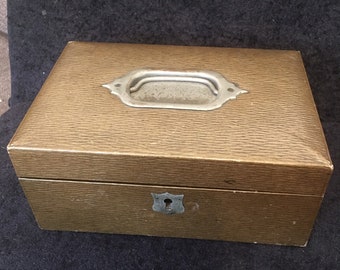 Antique Victorian Ladies / Mens Wooden Jewellery box Velvet and Silk LIned