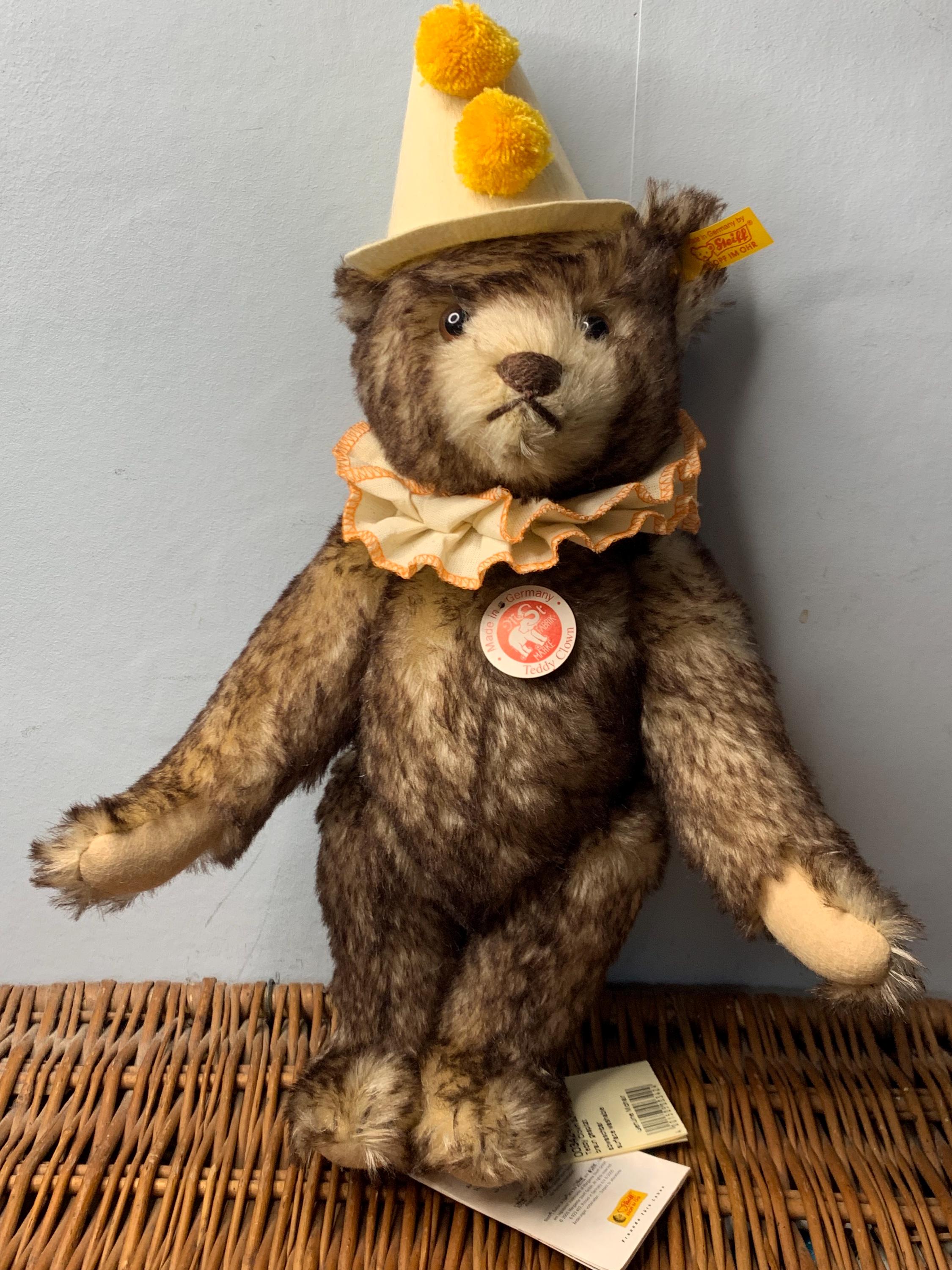 Steiff Teddy Clown 1926 Replica ぬいぐるみ Vintage STEIFF 1926 Replica Clown Mohair Teddy Bear 32cm EAN