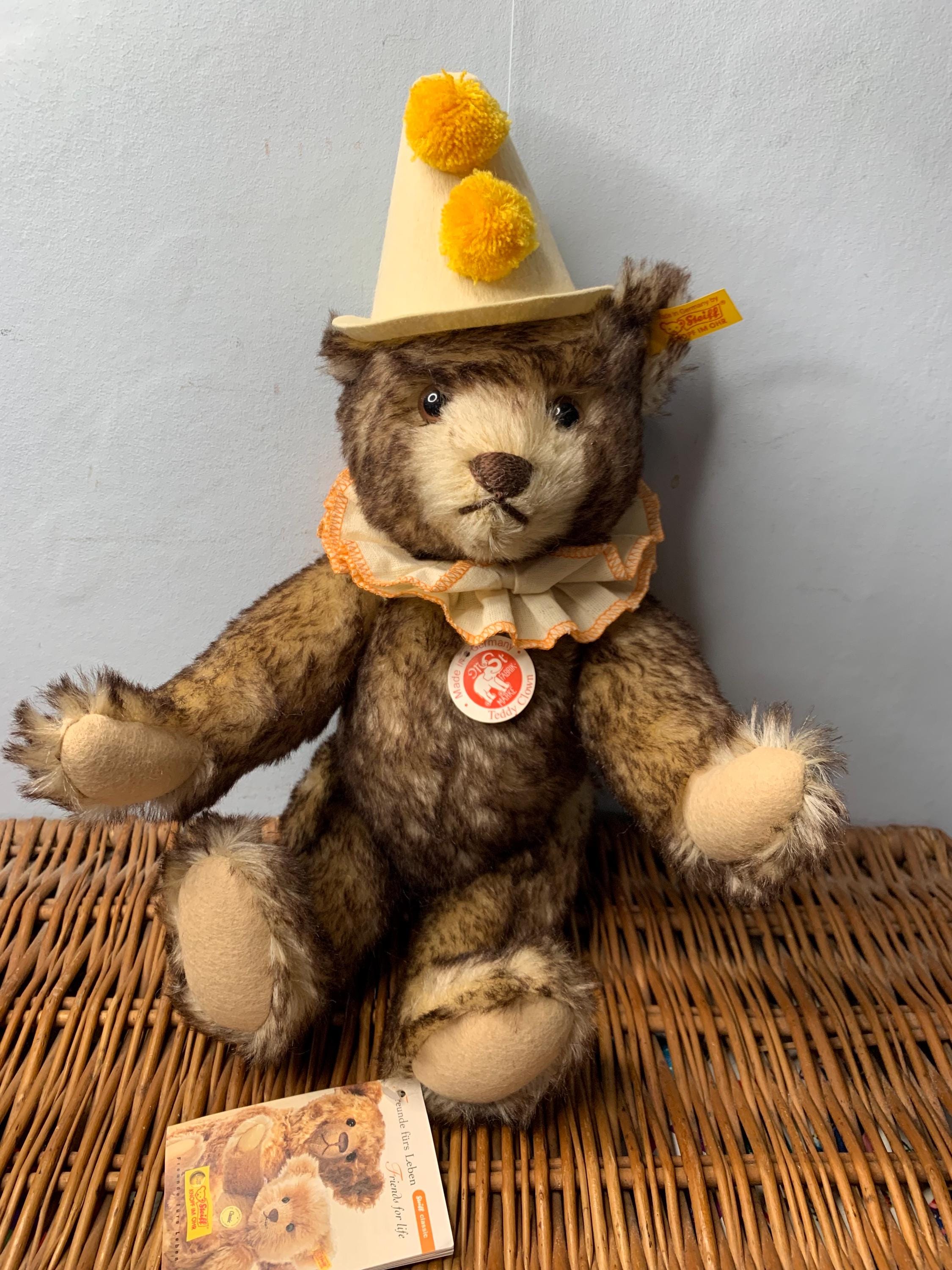Steiff Teddy Clown 1926 Replica ぬいぐるみ Vintage STEIFF 1926 Replica Clown Mohair Teddy Bear 32cm EAN