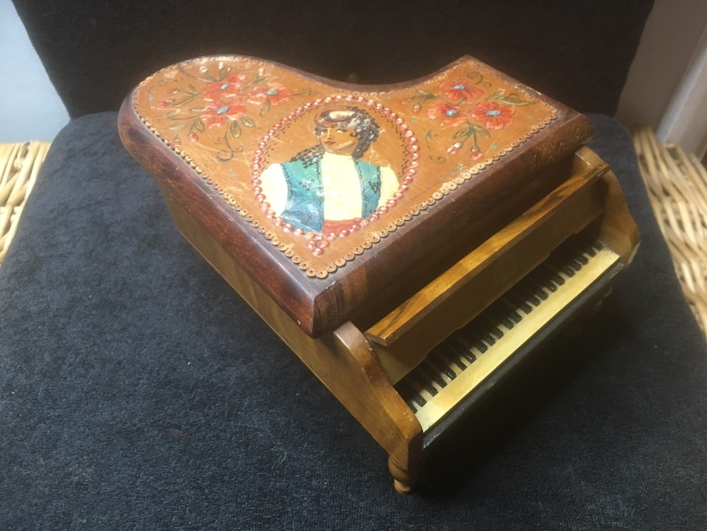 Rare Vintage Grand Piano Lador Olive Wood Music Box With Etsy UK
