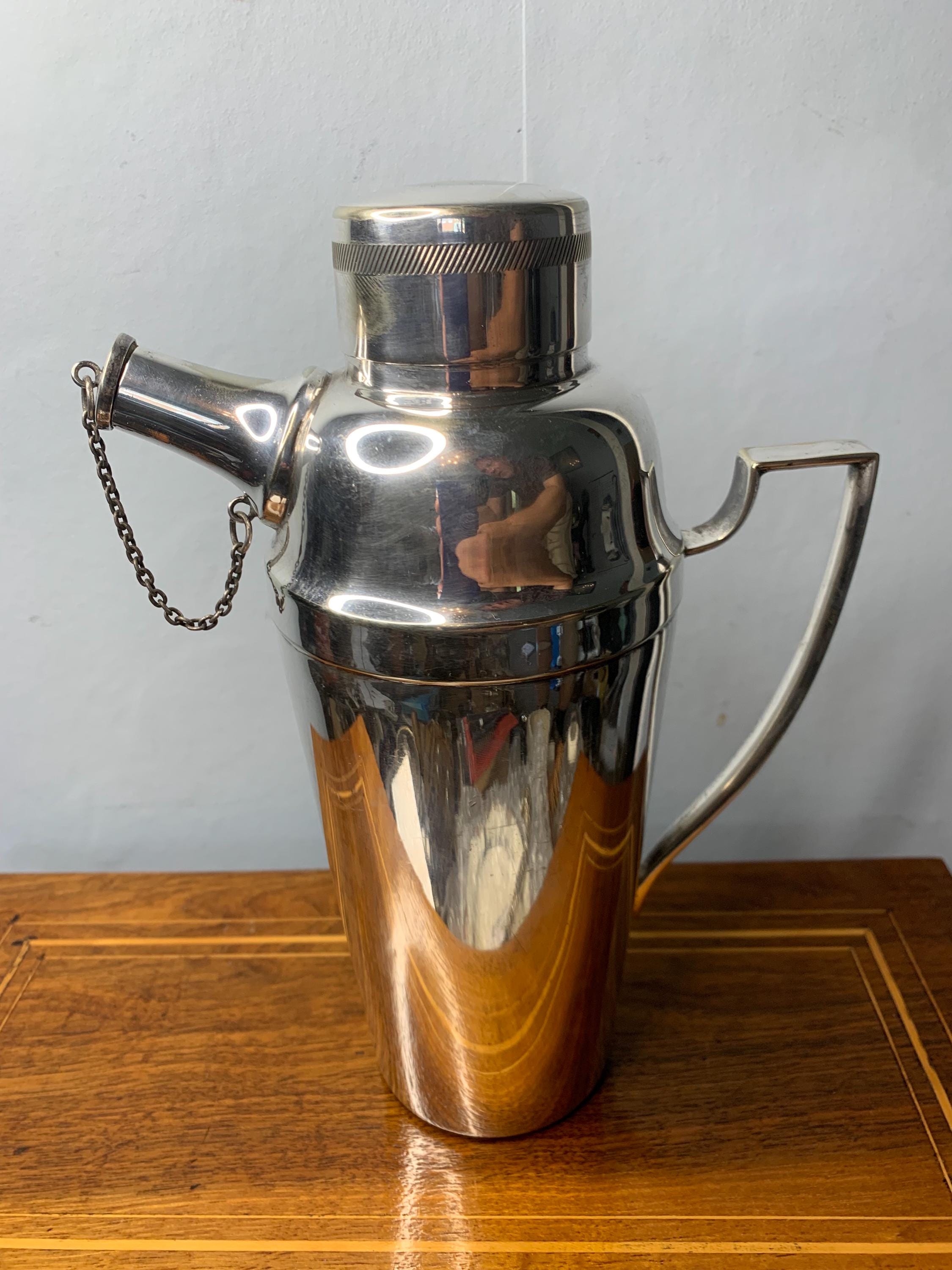 Shaker à Cocktail Vintage Années 1930 En Métal Argenté - à Nettoyer
