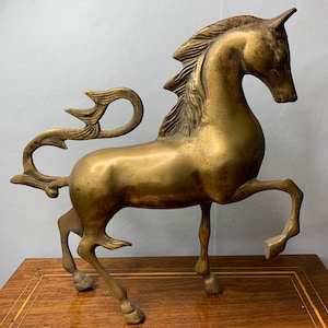 Vintage Heavy Large Brass Horse