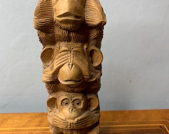 ヴィンテージの三猿の木彫り彫刻 - Etsy 日本