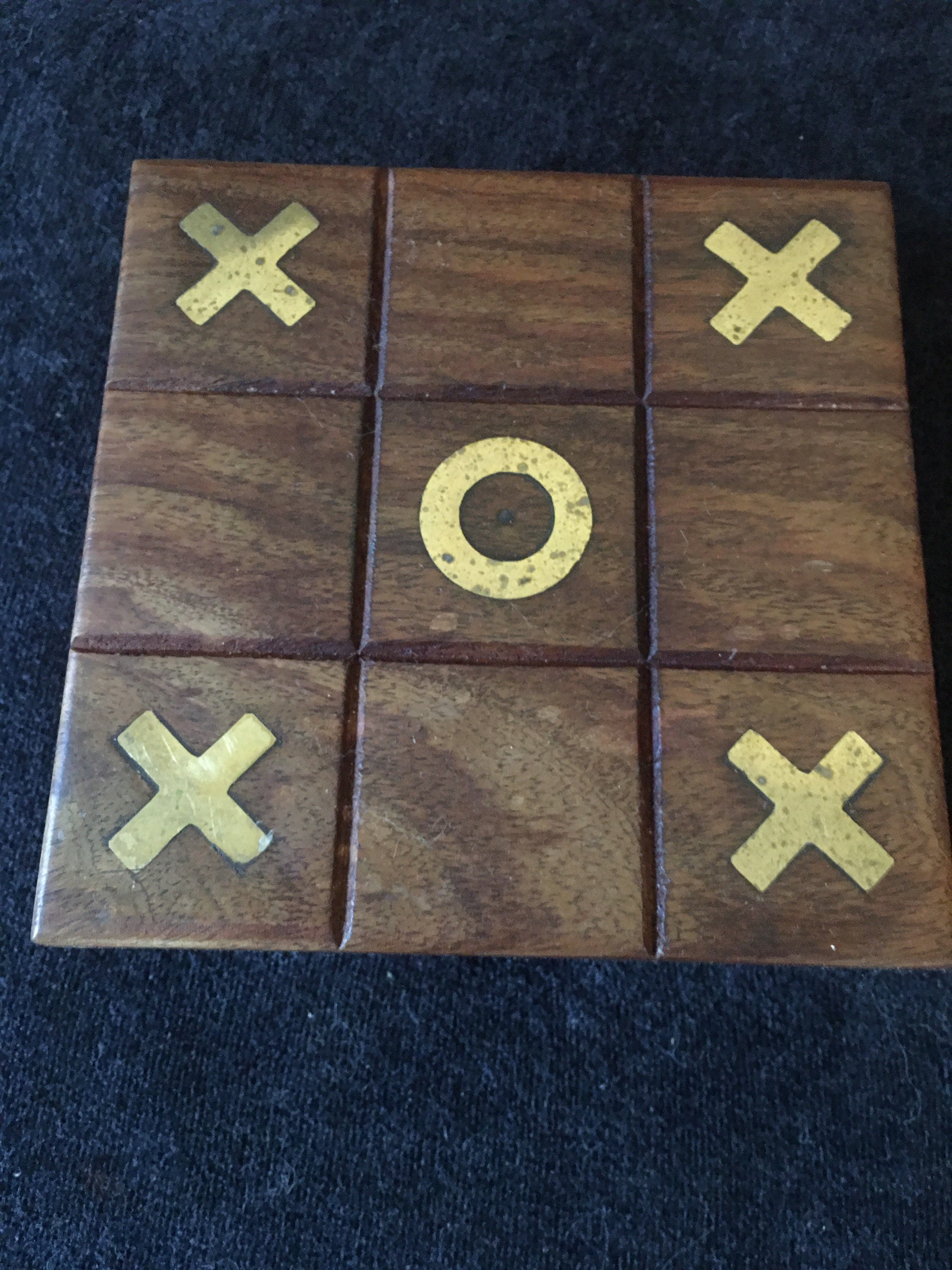 Brass Inlaid Tic Tak Toe Board Game 5 x 5