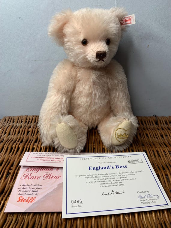 Vintage STEIFF English Rose Lady Diana Mohair Teddy Bear 32cm