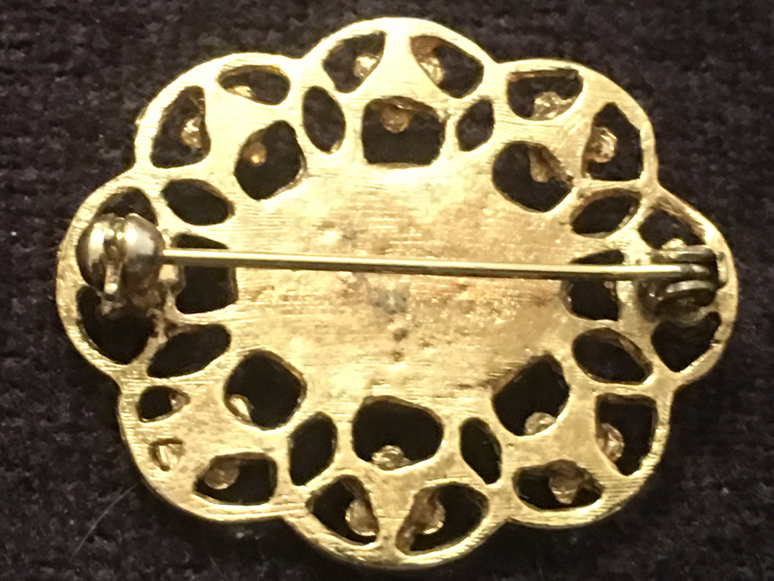 Broche Vintage En Métal Argenté Avec Chardons & Cabochon Millefiori - Occasion, Thème Floral