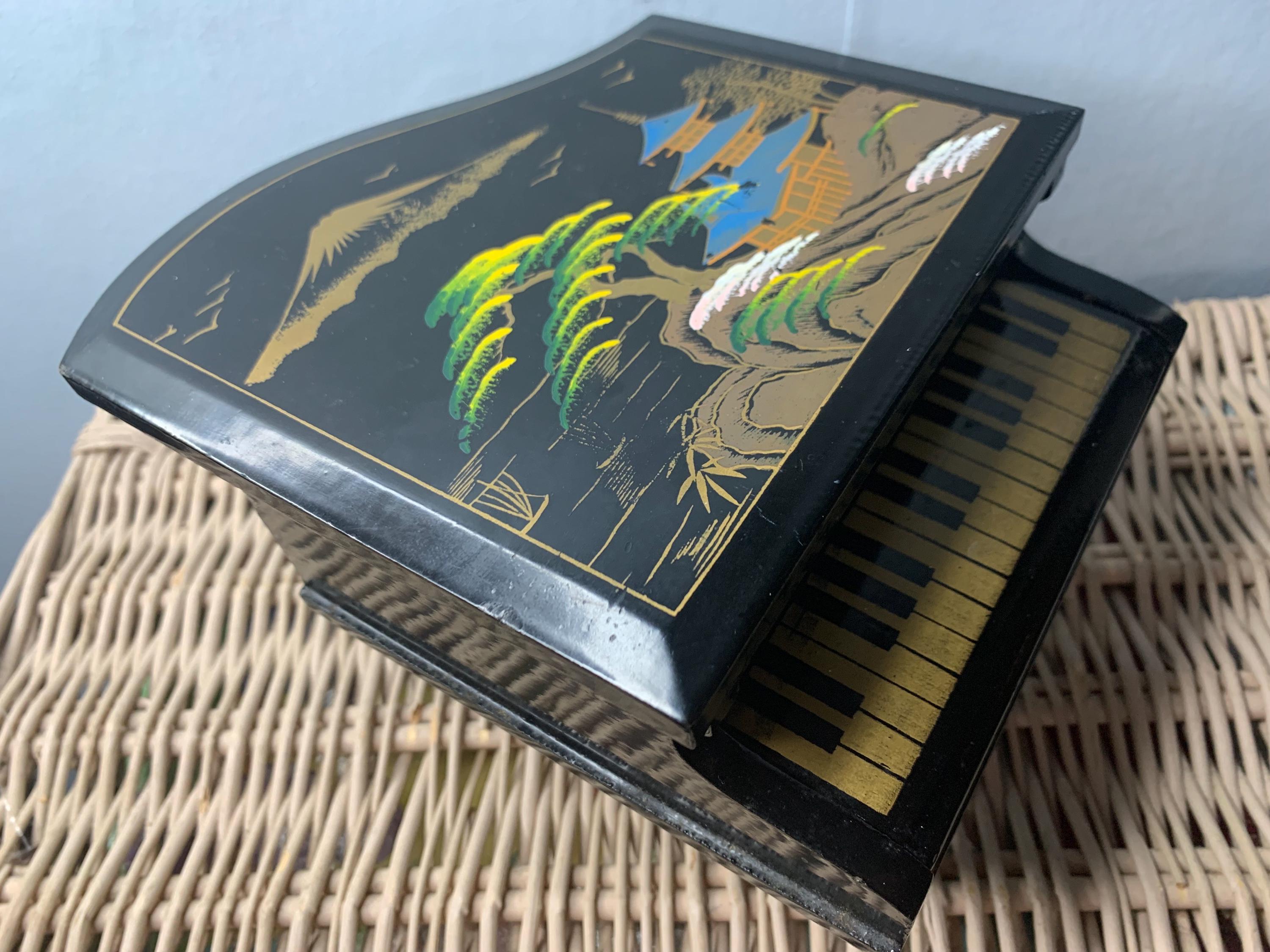 Japanese 1950's Black Lacquer Jewelry Box - Etsy