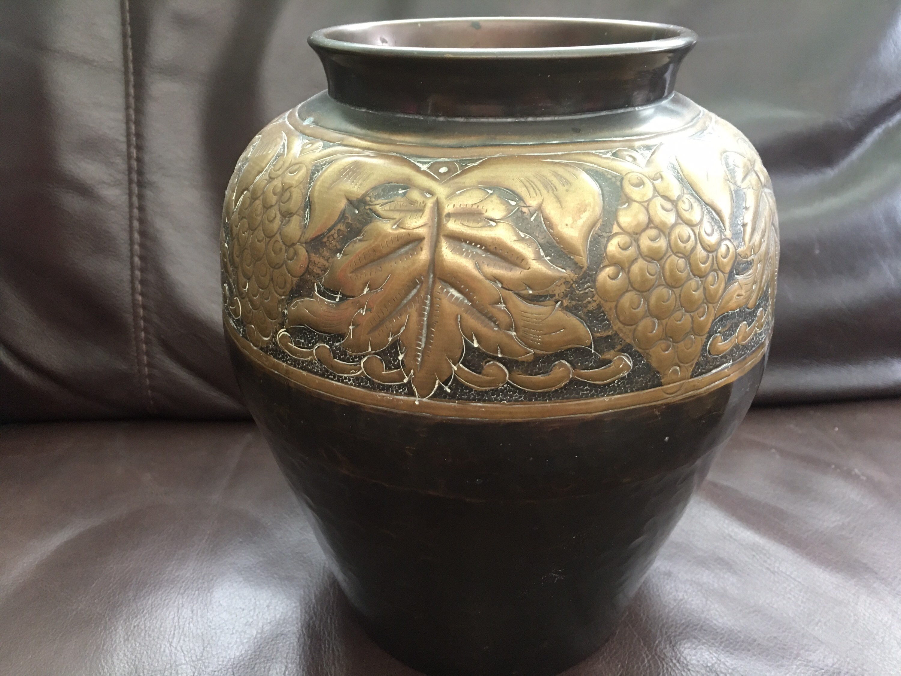 Vintage Large Brass Planter / Vase With Vine Leaf and Grapes Etsy UK