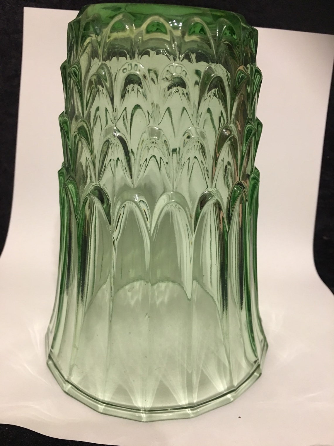 Vintage Green Uranium Glass Fluted Vase Etsy UK