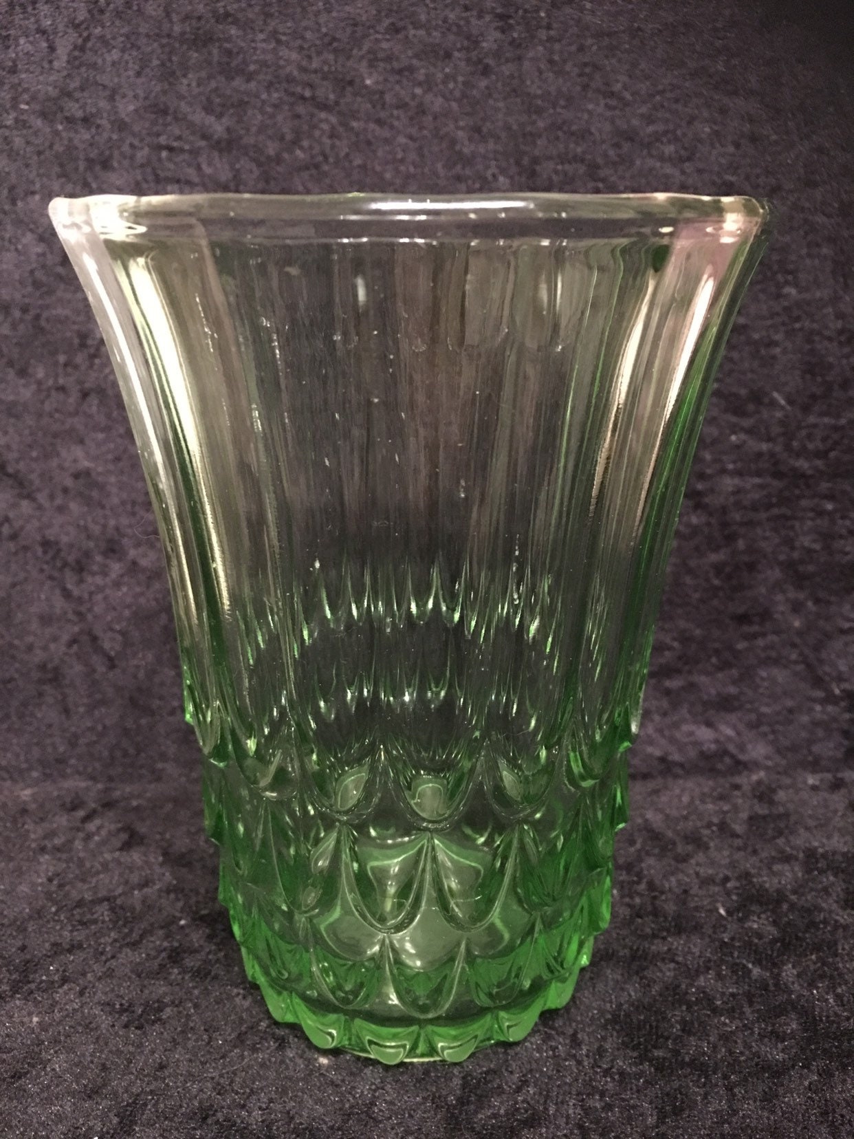 Vintage Green Uranium Glass Fluted Vase Etsy Australia