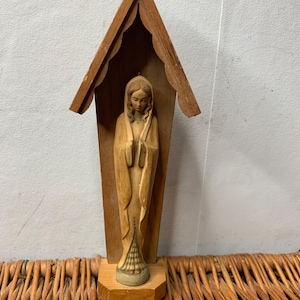 Vintage Mary Shrine wooden figure
