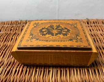 Vintage Sorrento ware Caja de música de joyería de madera con incrustaciones
