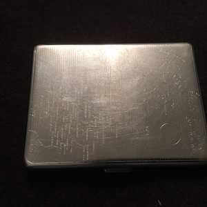 Vintage Sylva Emu Brand chrome Cigarette case 592790 with Map of England and Ireland