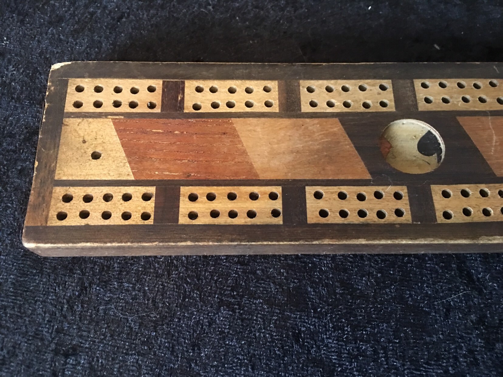 Antique Wood Inlaid Cribbage Board Etsy