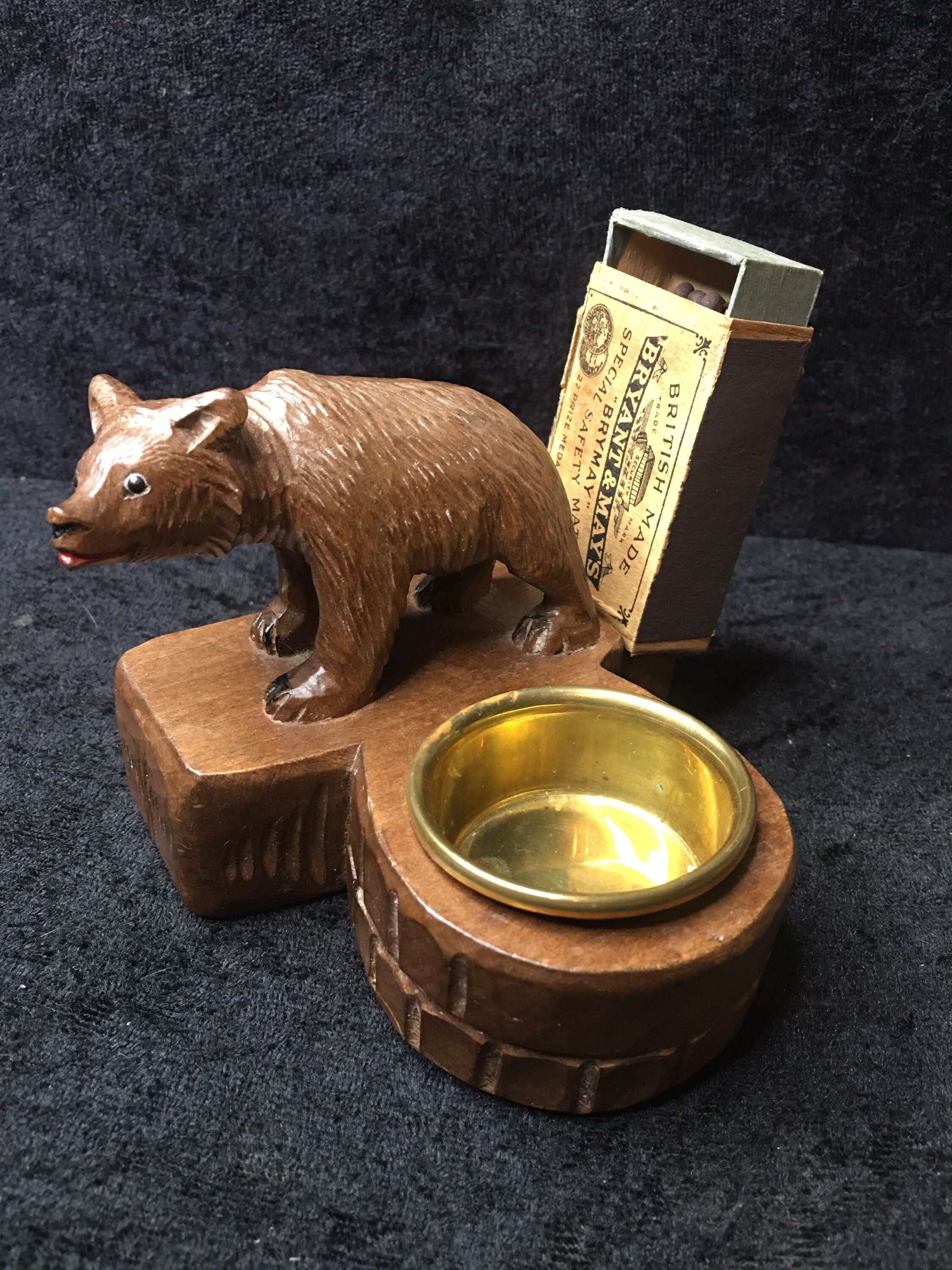 ヴィンテージ ブラックフォレスト 彫刻入り木製クマ灰皿 - Etsy 日本