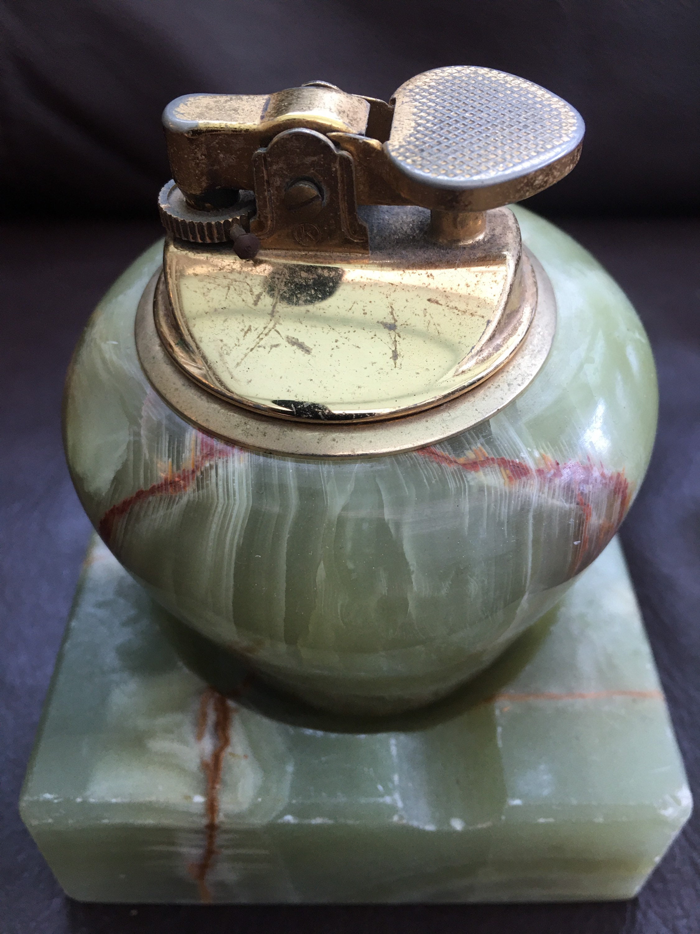 Vintage Onyx table lighter and Ashtray set Etsy