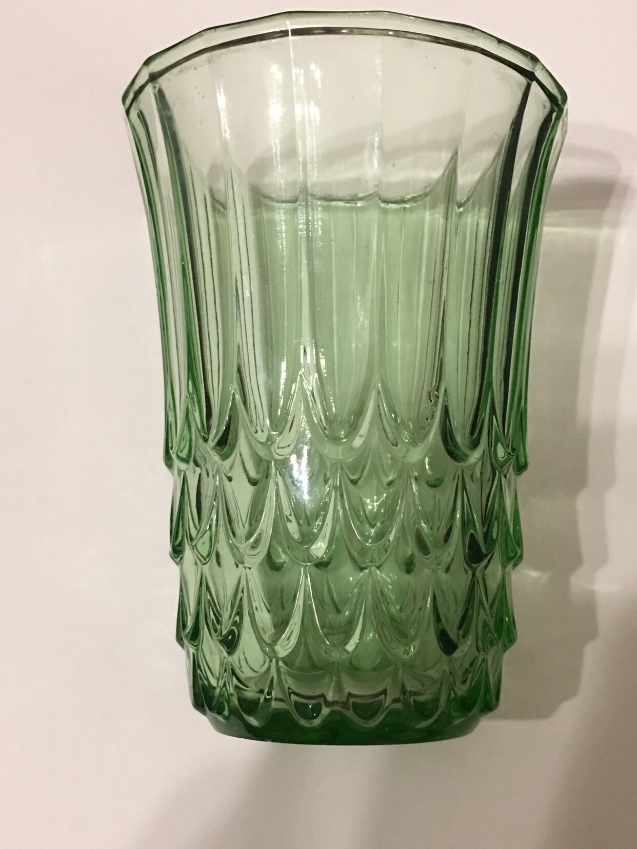 Vintage Green Uranium Glass Fluted Vase Etsy UK