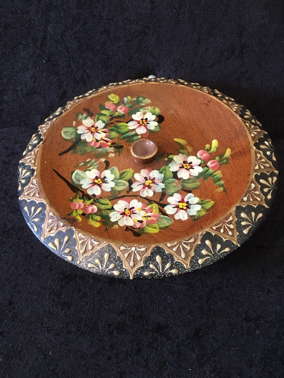 Vintage  Argentinian Hand painted Wooden bowl with