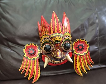 Stunning large Vintage Thai wall hanging hand carved face mask